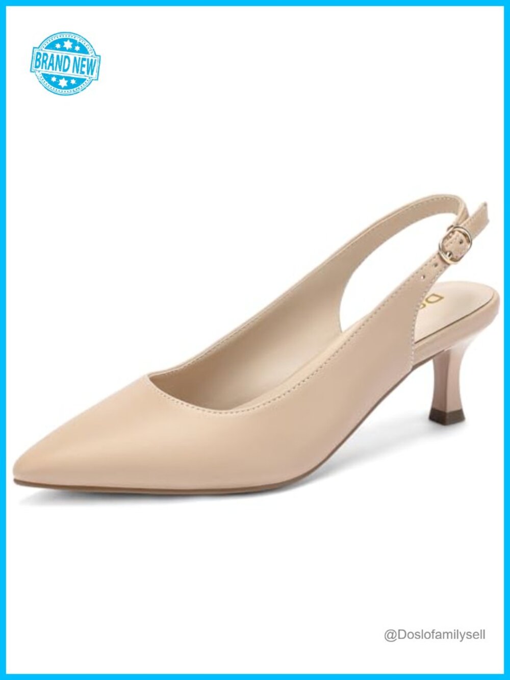 DOBOLIN Womens Slingback Kitten Heels Pointed Toe Low Heel Pumps